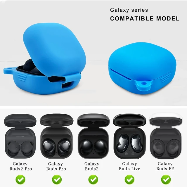 Alt view image 2 of 7 - Silicone Case for Samsung Galaxy Buds FE, 2 Pro, 2, Pro, Live with Cleaner Kit (Sky Blue)