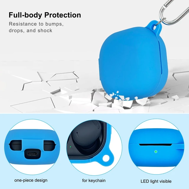 Alt view image 4 of 7 - Silicone Case for Samsung Galaxy Buds FE, 2 Pro, 2, Pro, Live with Cleaner Kit (Sky Blue)