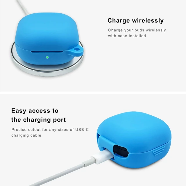 Alt view image 5 of 7 - Silicone Case for Samsung Galaxy Buds FE, 2 Pro, 2, Pro, Live with Cleaner Kit (Sky Blue)