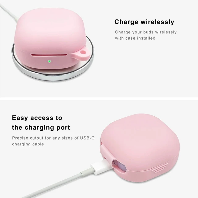 Alt view image 5 of 7 - Silicone Case for Samsung Galaxy Buds FE, 2 Pro, 2, Pro, Live with Cleaner Kit (Pink)