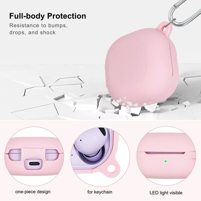 Alt view image 4 of 7 - Silicone Case for Samsung Galaxy Buds FE, 2 Pro, 2, Pro, Live with Cleaner Kit (Pink)