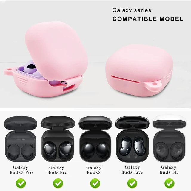 Alt view image 2 of 7 - Silicone Case for Samsung Galaxy Buds FE, 2 Pro, 2, Pro, Live with Cleaner Kit (Pink)