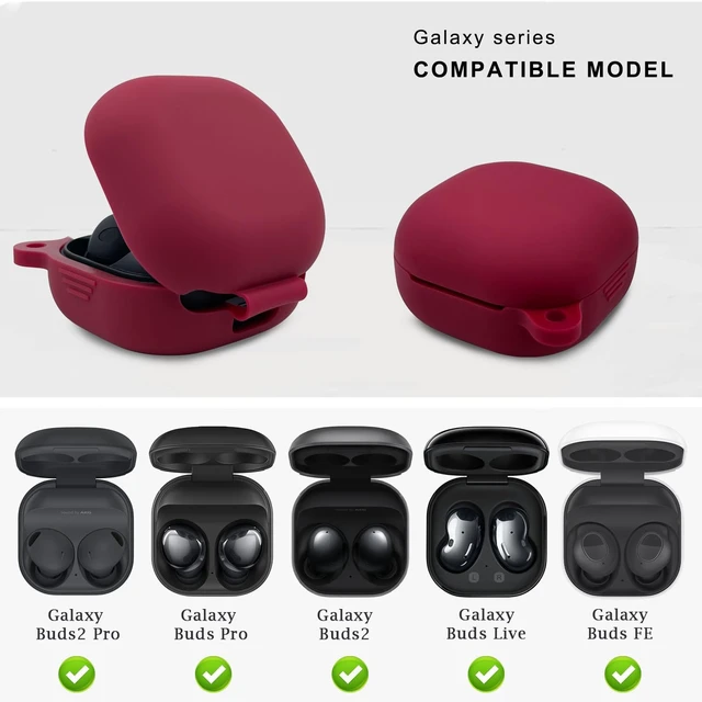 Alt view image 2 of 6 - Silicone Case for Samsung Galaxy Buds FE, 2 Pro, 2, Pro, Live with Cleaner Kit (Burgundy)