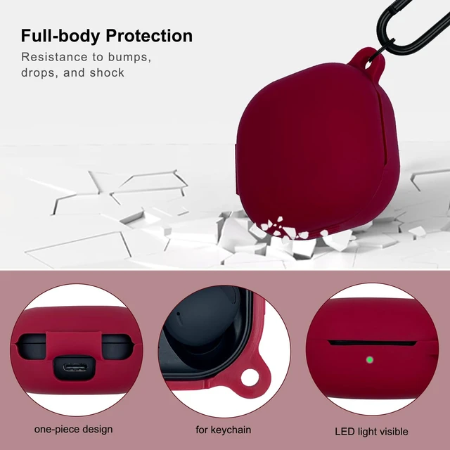 Alt view image 4 of 6 - Silicone Case for Samsung Galaxy Buds FE, 2 Pro, 2, Pro, Live with Cleaner Kit (Burgundy)