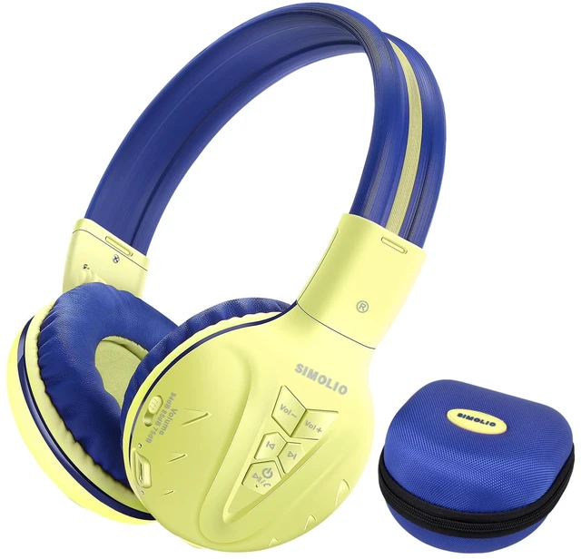 Main image of Wireless Kids Headphones, Foldable Stero Wireless Headset with Mic and 3- Level Volume Limited, 30H Playtime, 3.5mm Cord & Share Port, Travel Case, Bluetooth 6.0 for School Game iPad Tablet