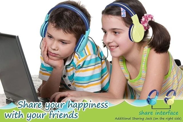 Alt view image 6 of 7 - Wireless Kids Headphones, Foldable Stero Wireless Headset with Mic and 3- Level Volume Limited, 30H Playtime, 3.5mm Cord & Share Port, Travel Case, Bluetooth 6.0 for School Game iPad Tablet