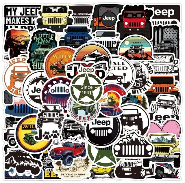 Main image of PVC Sticker Pack for Off-Roading & Jeeping. Mixed Vinyl Stickers for Laptop, Water Bottle & Car. 50 Pack Waterproof, UV Resistant