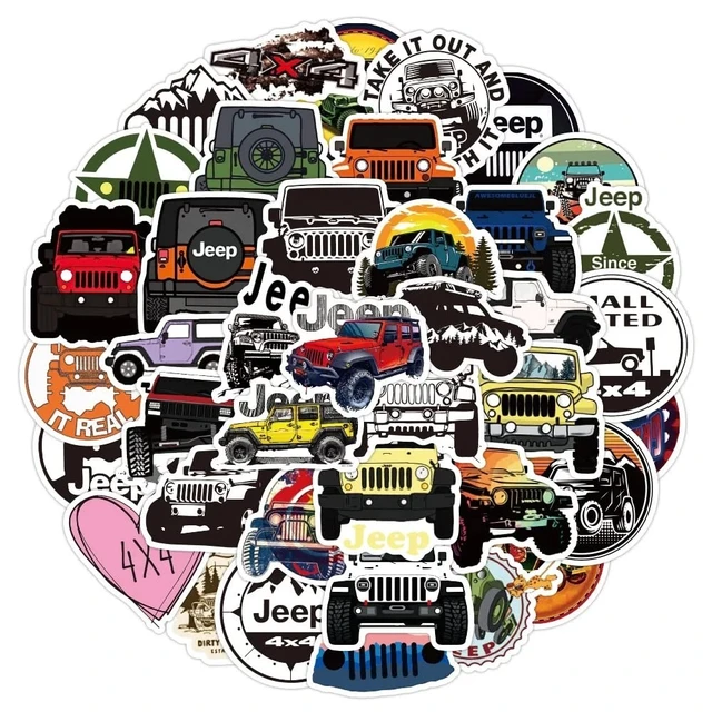 Alt view image 2 of 3 - PVC Sticker Pack for Off-Roading & Jeeping. Mixed Vinyl Stickers for Laptop, Water Bottle & Car. 50 Pack Waterproof, UV Resistant