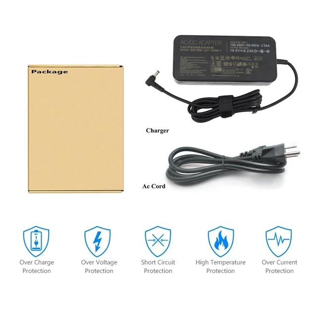 Alt view image 7 of 7 - 19.5V 9.23A 180W Laptop Charger for Asus ROG G750JM G751JM G750JS G75 G75VW G75VX GL502VT G750JW G750JM G750JX G751JL G751JM G752VL ADP-180MB F FA180PM111 G-Series Gaming Laptop