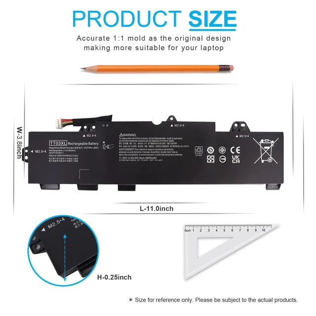 Alt view image 4 of 6 - TT03XL 933322-855 Laptop Battery Replacement for HP EliteBook 755 850 G5, 850 G6, ZBook 15U G5 G6 Series 932824-421 932824-1C1 932824-2C1 HSN-113C-5 HSTNN-LB8H HSTNN-DB8K HSTNN-UB7T TT03056XL 56Wh