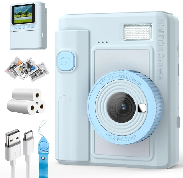 Main image of Kids Print Camera Gift Set, 1080P Video, 16X Digital Zoom, Easy-to-Use Design for Boys and Girls Ages 3-12