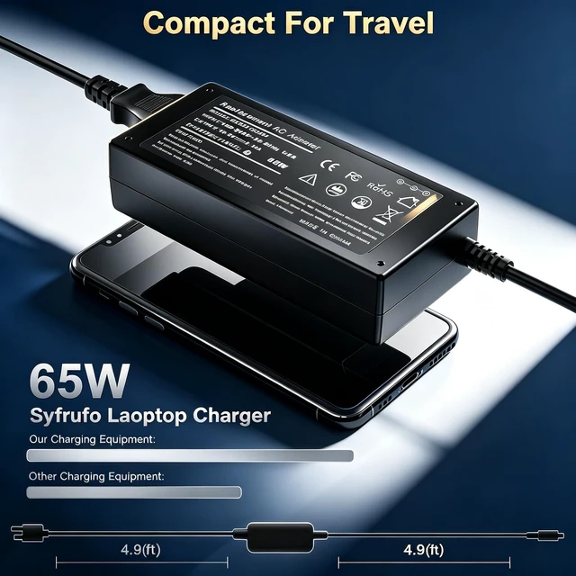 Alt view image 5 of 7 - 65W Laptop Charger Compatible with Dell Latitude & Vostro Series Laptops Latitude 3301 3310 3390 3400 3410 3420 3490 3500 3510 3520 3590, Vostro 5301 5390 5401 5402 5490 3558 3559 Adapter