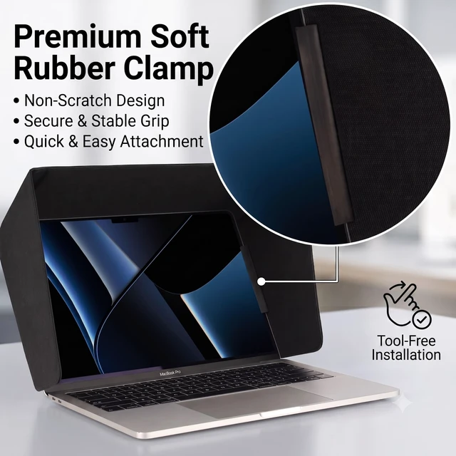 Alt view image 5 of 7 - Laptop Sun Shade for Working Outside, Light Weight Display Screen Privacy Hood & Glare Shield, Foldable Shield Cover (Black, M)