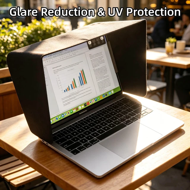 Alt view image 6 of 7 - Laptop Sun Shade for Working Outside, Light Weight Display Screen Privacy Hood & Glare Shield, Foldable Shield Cover (Black, M)