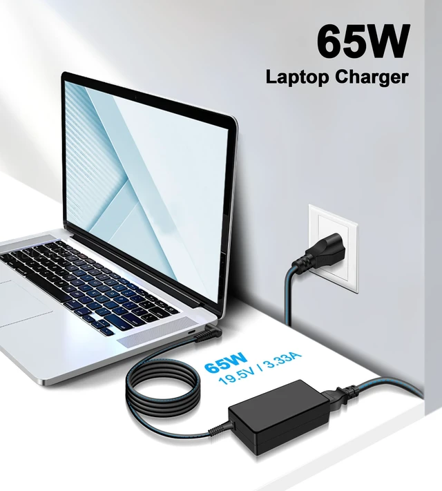 Alt view image 2 of 7 - 65W 45W Laptop Charger Compatible with HP Pavilion x360 14 15 17, Stream 11 13 14, ProBook, Notebook, Elitebook, Envy, Spectre, Replacement for Computer Charger Smart Blue Tip Power Adapter