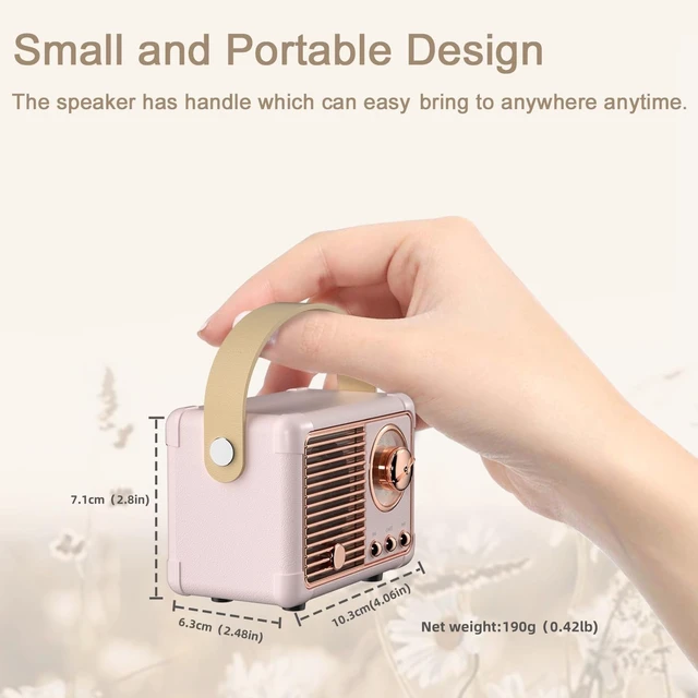 Alt view image 2 of 7 - Retro Bluetooth Speaker Pink Speaker Birthday Gifts for Teen Girls,Women Mini Vintage Portable Wireless Speaker, Cute Room Decor for Girls, Aesthetic Bedroom Decor Unique Gifts for Women, Her,Wife