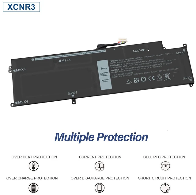 Alt view image 4 of 7 - XCNR3 Laptop Battery Replacement for Dell Latitude 13 7370 Ultrabook Series 0XCNR3 WY7CG WV7CG MH25J 0WV7CG 7.6V 34Wh/4250mAh 4-Cell