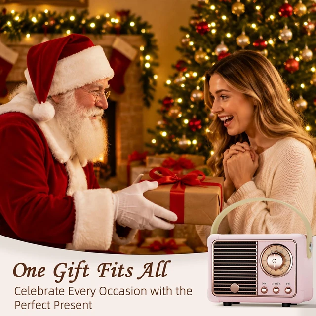 Alt view image 6 of 7 - Retro Bluetooth Speaker Pink Speaker Birthday Gifts for Teen Girls,Women Mini Vintage Portable Wireless Speaker, Cute Room Decor for Girls, Aesthetic Bedroom Decor Unique Gifts for Women, Her,Wife