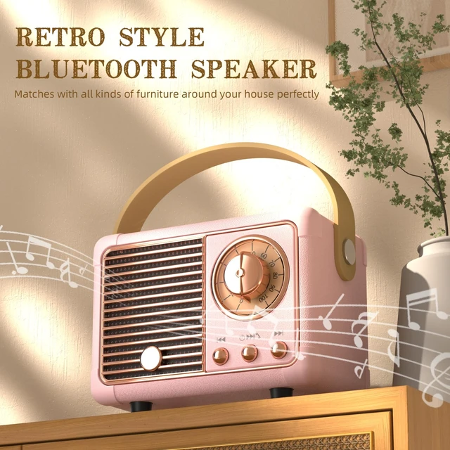 Alt view image 7 of 7 - Retro Bluetooth Speaker Pink Speaker Birthday Gifts for Teen Girls,Women Mini Vintage Portable Wireless Speaker, Cute Room Decor for Girls, Aesthetic Bedroom Decor Unique Gifts for Women, Her,Wife