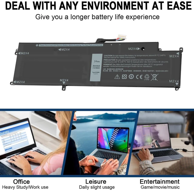 Alt view image 7 of 7 - XCNR3 Laptop Battery Replacement for Dell Latitude 13 7370 Ultrabook Series 0XCNR3 WY7CG WV7CG MH25J 0WV7CG 7.6V 34Wh/4250mAh 4-Cell