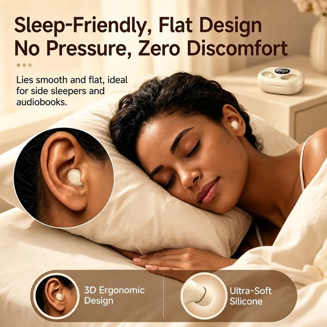 Alt view image 5 of 7 - Invisible Mini Sleep Earbuds, Tiny Wireless Bluetooth Earphones Small Ear Canals,Low Profile Discreet Hidden In-Ear Headphones with Noise Blocking, for Side Sleepers Work Travel