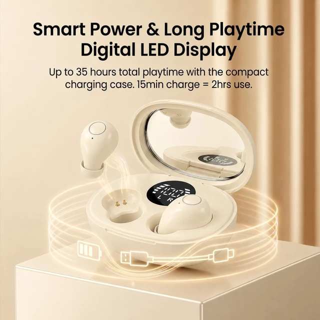 Alt view image 7 of 7 - Invisible Mini Sleep Earbuds, Tiny Wireless Bluetooth Earphones Small Ear Canals,Low Profile Discreet Hidden In-Ear Headphones with Noise Blocking, for Side Sleepers Work Travel