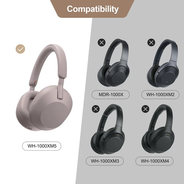 Alt view image 5 of 6 - Replacement Ear Pads Cushions for Sony XM5 Noise Canceling Headphones, Premium WH-1000XM5 Earpads Covers with Soft Protein Leather, Optimized Memory Foam (Smoky Pink)