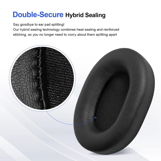 Alt view image 2 of 6 - Replacement Ear Pads Cushions for Sony XM5 Noise Canceling Headphones, Premium WH-1000XM5 Earpads Covers with Soft Protein Leather, Optimized Memory Foam (Black)