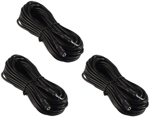 Main image of Three Pack of 25 Foot 3.5mm Stereo Headphone/AUX Extension Cable Male/Female
