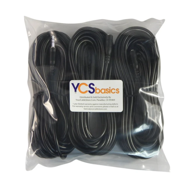 Alt view image 2 of 2 - Three Pack of 25 Foot 3.5mm Stereo Headphone/AUX Extension Cable Male/Female