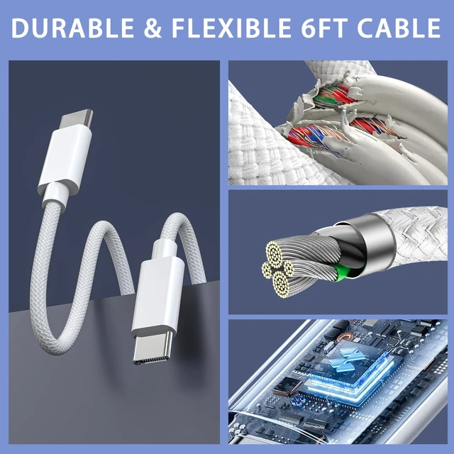 Alt view image 4 of 7 - 67W USB C Wall Charger, 3-Port GaN Fast Charger Block,Replacement for MacBook Pro/Air, iPad, iPhone 15/14/Pro, Galaxy, Pixel, Apple Watch and More