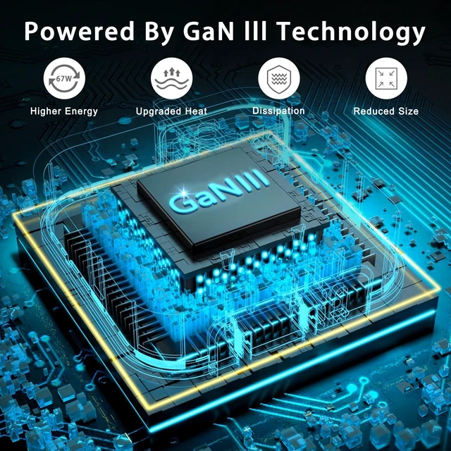 Alt view image 7 of 7 - 67W USB C Wall Charger, 3-Port GaN Fast Charger Block,Replacement for MacBook Pro/Air, iPad, iPhone 15/14/Pro, Galaxy, Pixel, Apple Watch and More
