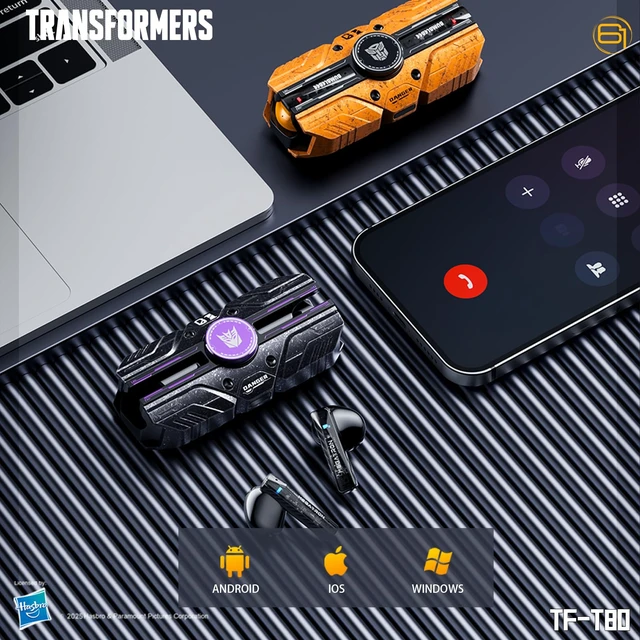 Alt view image 3 of 7 - Megatron TF-T80 Bluetooth Wireless Earbuds Noise Cancelling in-Ear Cool HiFi Calling Dual Modes Sports Long Endurance Earphones with Fingertip Fidget Spinner (Black - Megatron)