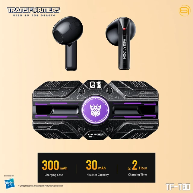 Alt view image 7 of 7 - Megatron TF-T80 Bluetooth Wireless Earbuds Noise Cancelling in-Ear Cool HiFi Calling Dual Modes Sports Long Endurance Earphones with Fingertip Fidget Spinner (Black - Megatron)