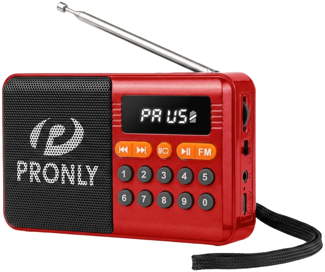 Main image of FM Radio, Digital FM Radio with Bluetooth, USB-C Rechargeable Small Portable Radio, TF Card/U Disk Playback, LED Display, PR-808BT for Home Bedroom Kitchen, Red