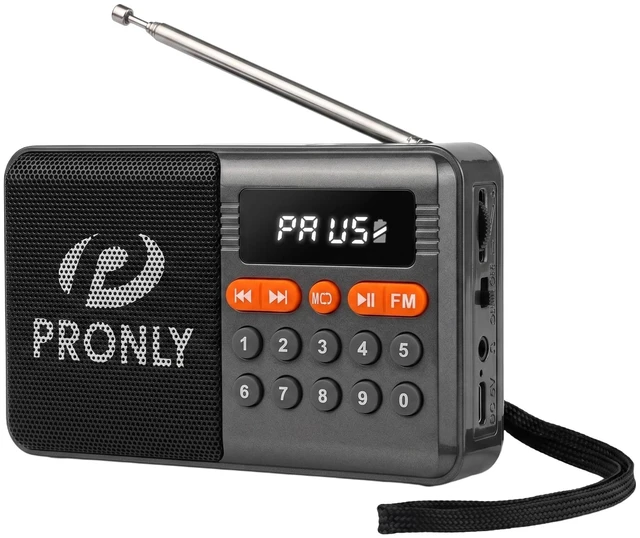 Main image of FM Radio, Digital FM Radio with Bluetooth, USB-C Rechargeable Small Portable Radio, TF Card/U Disk Playback, LED Display, PR-808BT for Home Bedroom Kitchen, Black