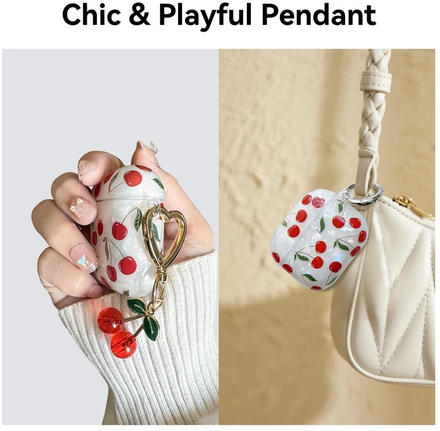 Alt view image 3 of 7 - Compatible with AirPods 3 Case, Cute Cherry Pretty Aesthetic AirPod 3 Case Cover with Cherry Keychain, Soft TPU Protective Shockproof Case for Women Girl