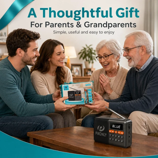 Alt view image 6 of 7 - FM Radio, Digital FM Radio with Bluetooth, USB-C Rechargeable Small Portable Radio, TF Card/U Disk Playback, LED Display, PR-808BT for Home Bedroom Kitchen, Black