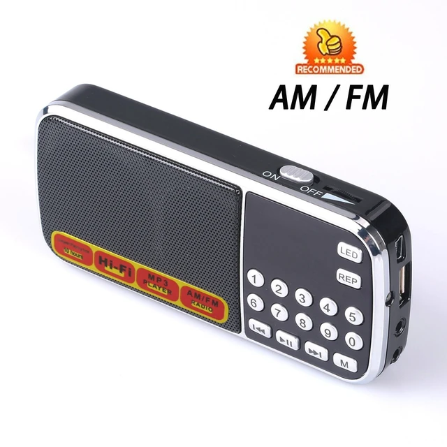 Alt view image 2 of 6 - FM Portable Radio with Flashlight, One-Key Search & Station Memory, Supports USB, AUX, TF Card, Rechargeable 800mAh Battery Best Gift Idea