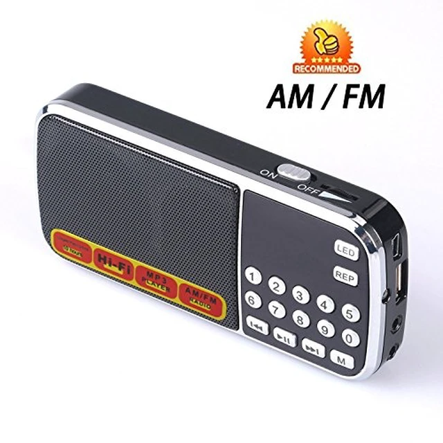 Alt view image 5 of 6 - FM Portable Radio with Flashlight, One-Key Search & Station Memory, Supports USB, AUX, TF Card, Rechargeable 800mAh Battery Best Gift Idea