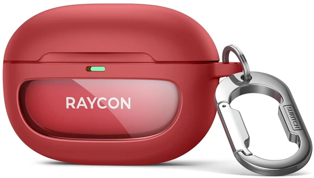 Main image of Case for Raycon Everyday Earbuds (2024 Edition), Shockproof Magnetic Case for Raycon Bluetooth True Wireless in-Ear Buds Headphones, Protective Cover with Magnetic Lid Lock & Carabiner, Red