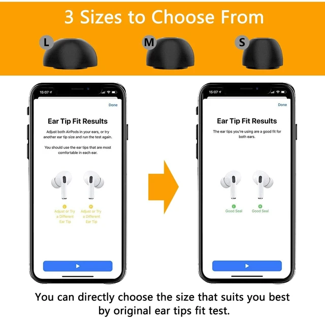 Alt view image 5 of 7 - Upgraded Memory Foam&Silicone Hybrid Ear Tips for AirPods Pro 1st & 2nd Gen,Ultra-Comfort,Anti-Slip Eartips,Perfect Noise Reduction,Fit in The Charging Case,3 Pairs(Black, Assorted S/M/L)