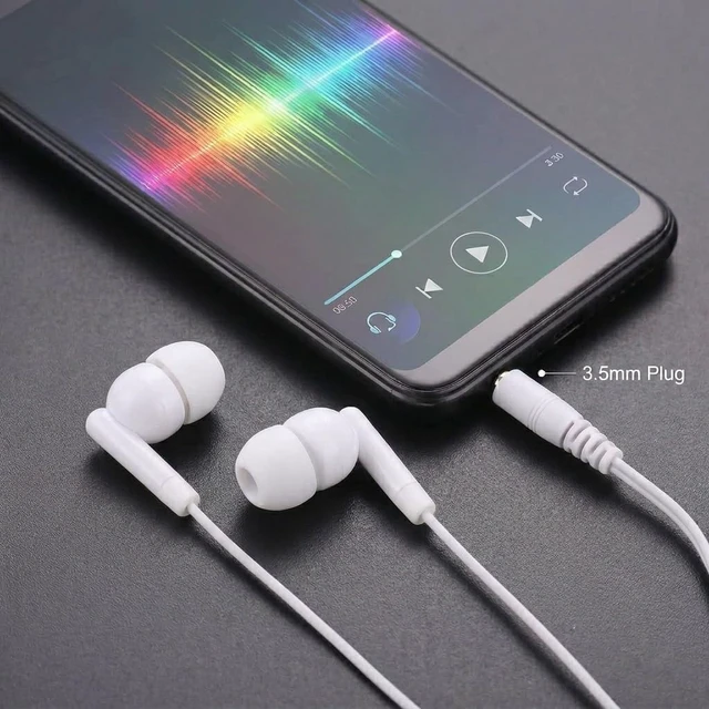 Alt view image 2 of 6 - Earbuds Bulk 100 Pack for Classrooms Wired in-Ear Headphones 3.5mm Plug No Microphone for Students, Schools, Libraries, and Computer Labs Individually Bagged - White