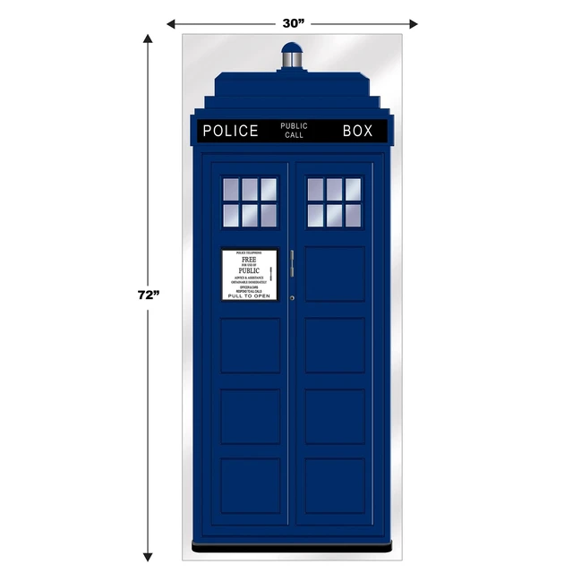 Alt view image 2 of 7 - Police Call Box Door Covers Photo Booth Backdrops, 6 x 30 2 Retro Sci-Fi Blue Booth Plastic Wall Props for Time Travel Parties, British Themed Events, Law Enforcement Policeman Decor