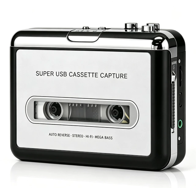 Main image of Cassette Tape Player, Portable Cassette Tape Recorder, Cassette to MP3 Converter with Instructions, Compatible with Laptops and Personal Computers