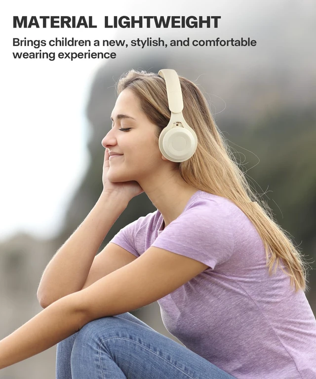 Alt view image 5 of 7 - Kids Bluetooth Headphones, Over Ear Children's Wireless Bluetooth 5.3 Headsets, Built-in Mic, Comfortable Wear & HD Sound, Kids Headphones for Boys Girls School Travel iPad Tablet (Beige)
