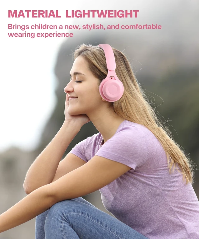 Alt view image 5 of 7 - Kids Bluetooth Headphones, Over Ear Children's Wireless Bluetooth 5.3 Headsets, Built-in Mic, Comfortable Wear & HD Sound, Kids Headphones for Boys Girls School Travel iPad Tablet (Pink)
