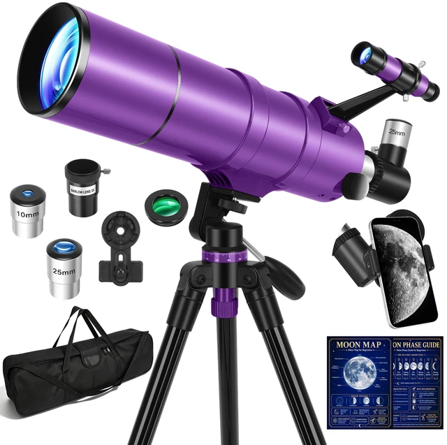 Main image of Telescope for Adults & Kids, 90mm Aperture 600mm Refractor Telescope for Astronomy Beginners, Portable Travel Telescopes with Tripod, Phone Adapter, Moon Filter, Carry Bag & Moon Phase Guide