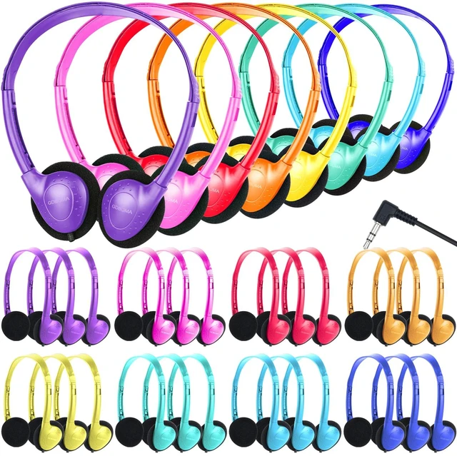 Main image of Classroom Headphones Bulk 32 Pack for Kids School Class Set Headphones for Students Teens Childern Adults. Laptop PC Computer Chromebook. School Testing Learning
