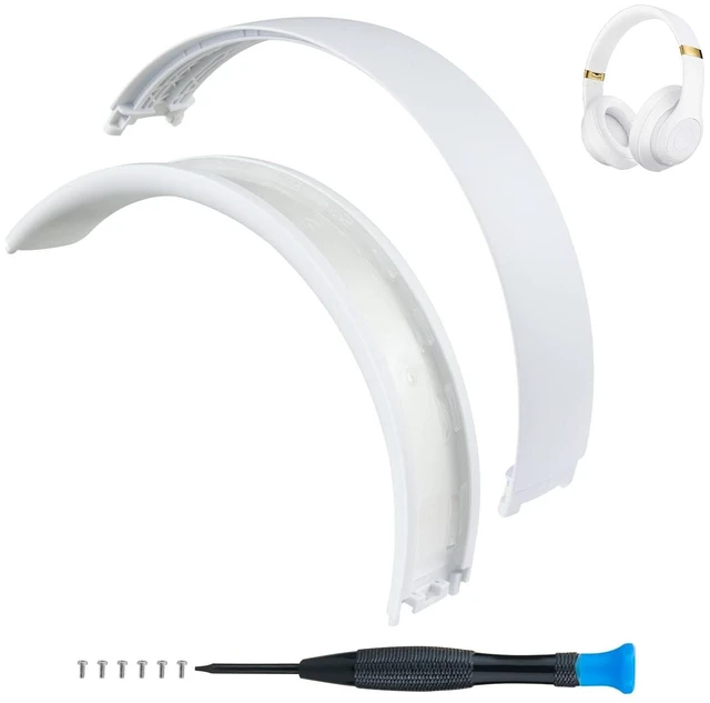 Main image of Top & Bottom Rubber Headband Kit for Beats Studio 3 & Studio 2 Wired & Wireless Headphones, Durable Silicone & Plastic Repair Kit for Replacement Headstrap Pads (Studio3-White)